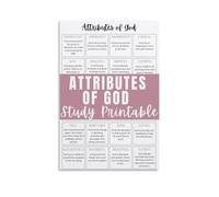 HGETJOHXEM Bible Knowledge Poster - Attributes of God Guide with Definitions & Verses, Educational Christian Wall Art for Homeschool & Church(Framed,12x18inch(30x45cm))