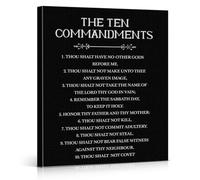 HGETJOHXEM Bible Verse Gift of The Ten Commandments - Framed Canvas Art with Sacred Text, Meaningful Present for Baptism, Confirmation or Home(Framed,08x12inch(20x30cm))