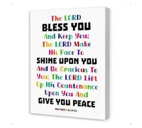 HGETJOHXEM Childrens Christian Wall-Art The Lord Bless You Bible Scripture Canvas for Nursery Classroom Sunday School(Framed,12x18inch(30x45cm))