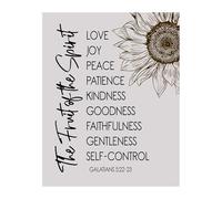 HGETJOHXEM Christian Encouragement Gift - Fruit of the Sunflower Art on Canvas, Uplifting Wall Decor for Farmhouse Style Home or Church Fellowship(Framed,12x18inch(30x45cm))