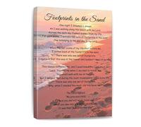 HGETJOHXEM Footprints in the Sand Poem Wall-Art - Vintage Inspirational Canvas Print, Faith-Based Decor for Living Room, Bedroom, or as a Comforting Gift(Unframed,12x18inch(30x45cm))