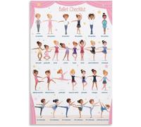 HGETJOHXEM Kids Ballet Positions Poster - Colorful Illustrated Guide with 5 Basic Dance Poses, Educational Wall Art for Beginners & Dance Class(Framed,16x24inch(40x60cm))