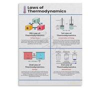 HGETJOHXEM Laws of Thermodynamics Physics Educational Poster Canvas Wall-Art for Classroom Living Room Bedroom Decor(Unframed,12x18inch(30x45cm))