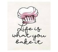 HGETJOHXEM Life Is What You Bake It Baking Quote Wall-Art - Offwhite Background Print, Great Gift for Bakers, Pastry Chefs and Culinary Students(Framed,08x12inch(20x30cm))