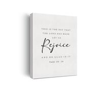 HGETJOHXEM Rejoice in This Day Scripture Canvas - Uplifting Print from Psalms to Celebrate God's Goodness, for Kitchen or Living Room(Framed,16x24inch(40x60cm))