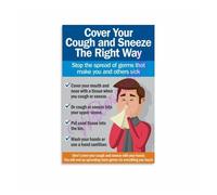 HGETJOHXEM Workplace Sign Poster Cover Your Cough Stop Germ Spread Canvas Art for Office Break Room Decor(Unframed,08x12inch(20x30cm))
