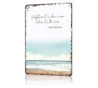 HGETJOHXEM Zen Buddhist Metal Sign Thich Nhat Hanh Quote Enlightenment Is When The Flower And Light Meet Office Dorm Bar Garage 8 X 12 inch