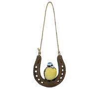 HGF-039 - Hanging Blue Tit on Horseshoe - Indoor & Outdoor - Garden Decor
