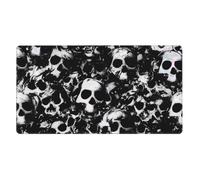 HGFDSAPOIK Black And White Human Skull Extra-Large Rubber Gaming Mouse Pad - 16×29.5 Inch Oversized Desk Mat With Non-Slip Rubber Base, Full-Print Single-Side Design For Office, Gaming & Study