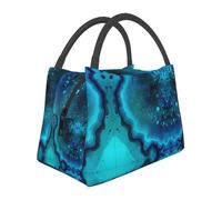 HGFDSAPOIK Bright Aqua Blue Turquoise Insulated Lunch Bag with Aluminum Foil Lining – Lightweight Reusable Cooler Tote with Full-Print Design for Work, Gym, Outdoor & Travel
