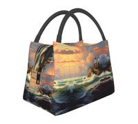 HGFDSAPOIK Coast Wave and House Insulated Lunch Bag with Aluminum Foil Lining – Lightweight Reusable Cooler Tote with Full-Print Design for Work, Gym, Outdoor & Travel