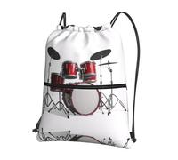 HGFDSAPOIK Cool Drum Set Outdoor Leisure Drawstring Backpack With Zipper â€“ Lightweight Water-Resistant Zip Drawstring Bag For Gym, Travel, Camping â€“ Full Print Design