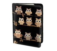 HGFDSAPOIK Cute Brown Cartoon Owls 5.5in Passport Holder – Stylish Travel Wallet with Full-Sheet Print Design, Eco Leather & Microfiber Lining for Men & Women Travelers