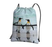 HGFDSAPOIK Cute Penguin (2) (1) Outdoor Leisure Drawstring Backpack With Zipper â€“ Lightweight Water-Resistant Zip Drawstring Bag For Gym, Travel, Camping â€“ Full Print Design