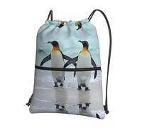 HGFDSAPOIK Cute Penguin (2) (2) Outdoor Leisure Drawstring Backpack With Zipper â€“ Lightweight Water-Resistant Zip Drawstring Bag For Gym, Travel, Camping â€“ Full Print Design