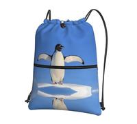 HGFDSAPOIK Cute Penguin Outdoor Leisure Drawstring Backpack With Zipper â€“ Lightweight Water-Resistant Zip Drawstring Bag For Gym, Travel, Camping â€“ Full Print Design