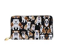 HGFDSAPOIK English Bulldogs (1) Stylish Leather Long Clutch Wallet Multi-Functional Ladies Wallet with Zipper, Ideal for Women and Girls Fashionable & Practical Design for Everyday Use