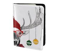 HGFDSAPOIK Funny Christmas Deer (1) 5.5in Passport Holder â€“ Stylish Travel Wallet with Full-Sheet Print Design, Eco Leather & Microfiber Lining for Men & Women Travelers