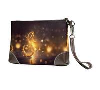 HGFDSAPOIK Gold Musical Note With Fallen Shiny Star Stylish Leather Clutch Bag With Full-Print Design – Durable Genuine Leather & Double-Sided Print, Multi-Functional Purse For Women & Girls