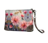 HGFDSAPOIK Modern Floral Stylish Leather Clutch Bag With Full-Print Design â€“ Durable Genuine Leather & Double-Sided Print, Multi-Functional Purse For Women & Girls