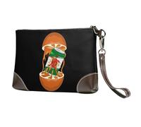 HGFDSAPOIK Mr.Bottle Turtle' Orange Beer Stylish Leather Clutch Bag With Full-Print Design â€“ Durable Genuine Leather & Double-Sided Print, Multi-Functional Purse For Women & Girls