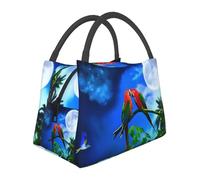 HGFDSAPOIK Parrots Insulated Lunch Bag with Aluminum Foil Lining – Lightweight Reusable Cooler Tote with Full-Print Design for Work, Gym, Outdoor & Travel
