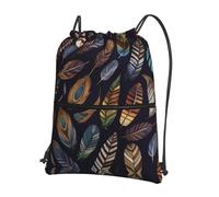 HGFDSAPOIK Peacock Feather Outdoor Leisure Drawstring Backpack With Zipper â€“ Lightweight Water-Resistant Zip Drawstring Bag For Gym, Travel, Camping â€“ Full Print Design