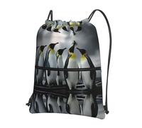 HGFDSAPOIK Penguin Family Outdoor Leisure Drawstring Backpack With Zipper - Lightweight Water-Resistant Zip Drawstring Bag For Gym, Travel, Camping - Full Print Design