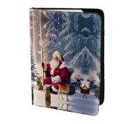 HGFDSAPOIK Santa and His Partner 5.5in Passport Holder â€“ Stylish Travel Wallet with Full-Sheet Print Design, Eco Leather & Microfiber Lining for Men & Women Travelers