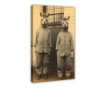 HGFH5TD Alpacas in Prison Wearing A Striped Suit, Funny Vintage Animal, Retro Alpaca Photograph, Vintage Canvas Poster Bedroom Decor Sports Landscape Office Room Decor Gift 12x18inch(30x45cm)