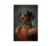HGFH5TD Aristocratic Dachshund, Funny Dog, Renaissance Painting, Dog Portrait, Quirky Animal, Canvas Poster Bedroom Decor Sports Landscape Office Room Decor Gift 12x18inch(30x45cm)