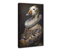 HGFH5TD Aristocratic Duck, Funny Animal, Renaissance Painting, Duck Portrait, Quirky Animal, Canvas Poster Wall Art Decor Print Picture Paintings for Living Room Bedroom Decoration 12x18inch(30x45cm)