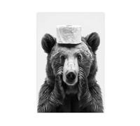 HGFH5TD Bear With A Toilet Paper Roll on The Head,able Bathroom, Funny Bathroomt, Vintage Wall Decoration Famous Oil Paintings for Living Room Classic Artwork Pictures Home Decor 12x18inch(30x45cm)