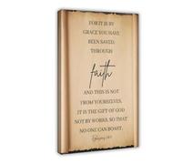 HGFH5TD Bible Verse Wall Art Ephesians 2 8-9 Canvas Poster Wall Art Decor Print Picture Paintings for Living Room Bedroom Decoration 12x18inch(30x45cm)