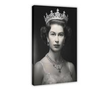 HGFH5TD Black And White Retro Queen Elizabeth Poster Canvas Artwork Prints Rustic Farmhouse Decorations for Living Room Bathroom Bedroom 16x24inch(40x60cm)