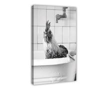 HGFH5TD Chicken in The Bathtub, Funny Animal Photograph, Taking A Bubble BathAnimal, Bathroom Poster Print for Teen Boys Room Wall Art Canvas Painting Print 12x18inch(30x45cm)