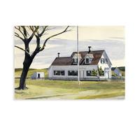 HGFH5TD Dead Tree And Side of Lombard House by Edward Hopper - Vintage American Landscape, Moody Realist Canvas Posters Wall Art Bedroom Office Room Decor Gift 20x30inch(50x75cm)