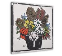 HGFH5TD Flannel Flowers - Margaret Preston Bold Botanical Woodblock- Australian Floral Modernism Canvas Poster Bedroom Decor Sports Landscape Office Room Decor Gift 16x16inch(40x40cm)