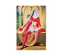 HGFH5TD Italian Nun Smoking A Cigarette by Clovis Trouille Canvas Poster Wall Art Decor Print Picture Paintings for Living Room Bedroom Decoration 20x30inch(50x75cm)