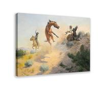 HGFH5TD Jerked Down - Charlie Dye Vintage Cowboy WesternPrint Rodeo Action Scene Canvas Poster Wall Art Decor Print Picture Paintings for Living Room Bedroom Decoration 20x30inch(50x75cm)
