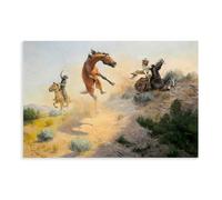 HGFH5TD Jerked Down - Charlie Dye Vintage Cowboy WesternPrint Rodeo Action Scene Vintage Wall Decoration Famous Oil Paintings for Living Room Classic Artwork Pictures Home Decor 16x24inch(40x60cm)