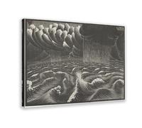 HGFH5TD M. C. Escher 'second Day of Creation' Poster Canvas Artwork Prints Rustic Farmhouse Decorations for Living Room Bathroom Bedroom 24x36inch(60x90cm)