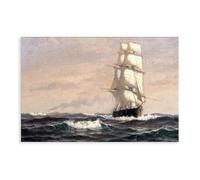 HGFH5TD William E. Norton - Sailboats Off The Coast of Maine Canvas Poster Wall Art Bedroom Decor Office Room Kitchen Decor Gift 12x18inch(30x45cm)