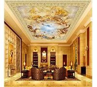 HGFHGD 3D Ceiling Wallpaper Marble Angel Living Room Ceiling Wall Art Deco Ceiling Background Mural Wall Sticker