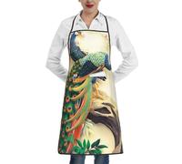 HGFIYTDCHKXZCD Oriental Peacock On Flower Tree Exquisite And Fashionable Kitchen Apron With Pockets, Suitable For Kitchen Cooking, Restaurant Barbecue Painting Production