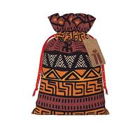 HGFVY African Mud Cloth Tribal 1pcs Drawstring Tote Bag 8.3x11.8in For Christmas Gifting And Storage And With Kraft Gift Tags
