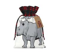 HGFVY Animal Rhino 1pcs Drawstring Tote Bag 4.7 X 6.9in For Christmas Gifting And Storage And With Kraft Gift Tags