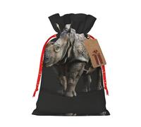 HGFVY Animal Rhino 1pcs Drawstring Tote Bag 4.7 X 6.9in For Christmas Gifting And Storage And With Kraft Gift Tags