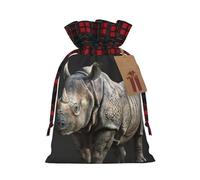 HGFVY Animal Rhino 1pcs Drawstring Tote Bag 4.7 X 6.9in For Christmas Gifting And Storage And With Kraft Gift Tags