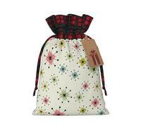 HGFVY Atomic Stars Retro Pattern 1pcs Drawstring Tote Bag 4.7 X 6.9in For Christmas Gifting And Storage And With Kraft Gift Tags